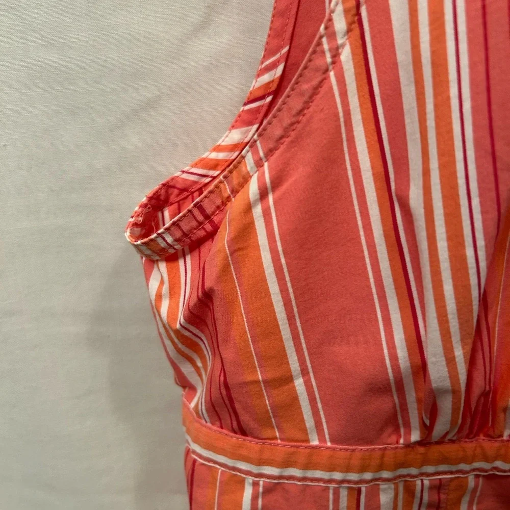Bass Sleeveless Striped Tie-Front Blouse in Coral and White - Picture 5 of 11